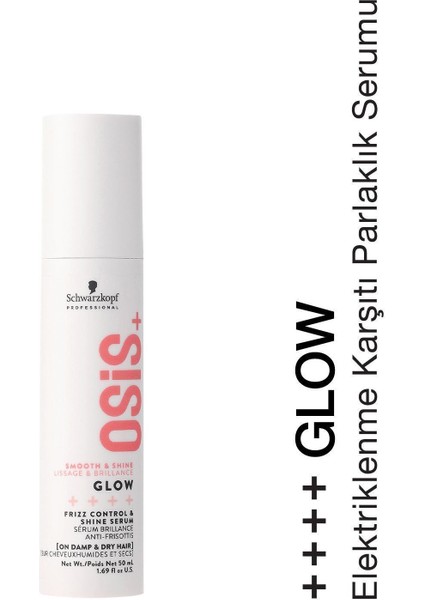 Schwarzkopf Osis Glow Elektriklenme Önleyici ve Parlaklık Artırıcı Silikonsuz Saç Serumu, Besleyici Formül, 50 ml
