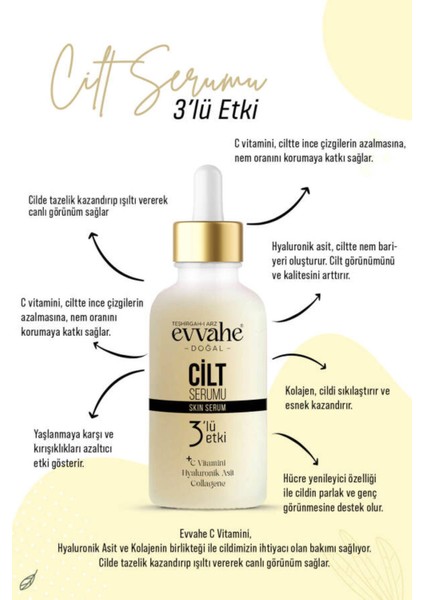 Cilt Serumu 20 ml – C Vitamini, Hyaluronik Asit ve Kolajen ile 3’lü Etki, Günlük Nemlendirici ve Canlandırıcı Bakım indirimleri