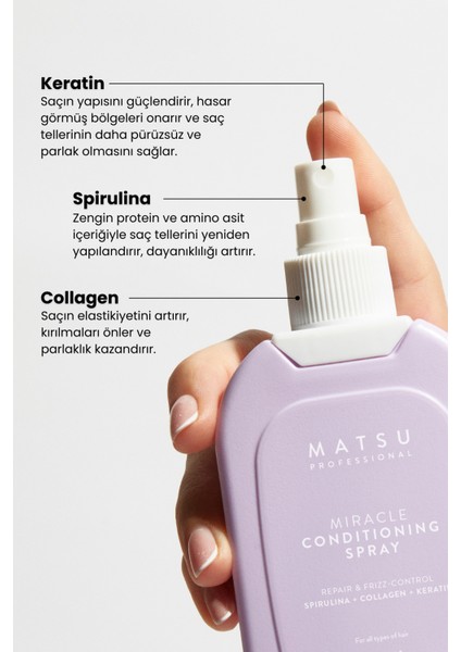 Miracle Onarıcı ve Besleyici Saç Spreyi 100 ml – Biotin, Spirulina, Kolajen, Keratin, Seyahat Boy, Hasarlı Saçlar İçin Canlandırıcı Bakım modelleri