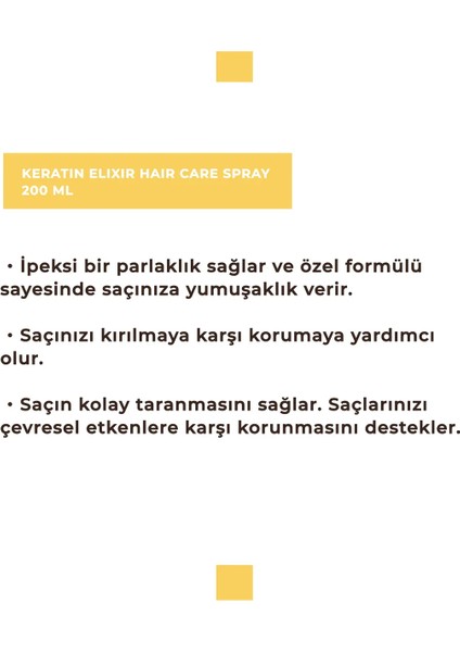 Keratin Elixir Hipoalerjenik Pürüzsüzleştirici Saç Spreyi – Normal Saçlar İçin Günlük Bakım, 1 Adet fırsatları