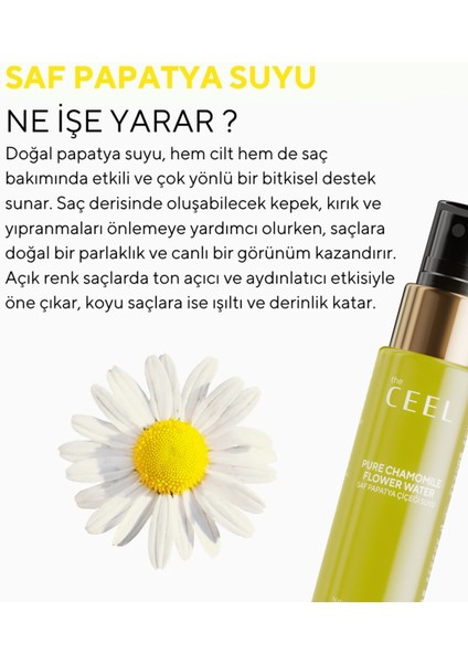 Doğal Papatya Suyu 100 ml – Vegan Saç Bakım Spreyi, Günlük Kullanımda Parlaklık ve Kepek Önleyici Etki fırsatları