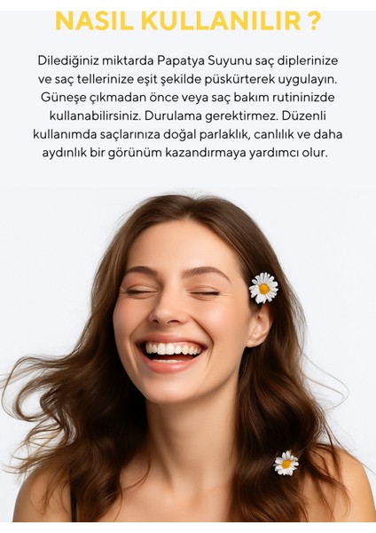 Doğal Papatya Suyu 100 ml – Vegan Saç Bakım Spreyi, Günlük Kullanımda Parlaklık ve Kepek Önleyici Etki indirimleri