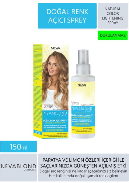 Blond Ultimate Doğal Renk Açıcı Saç Spreyi 150 ml – Silikonsuz, Papatya ve Limon Özlü, Her Saç Tipine Uygun fiyatları