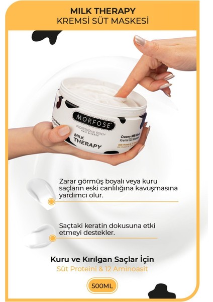 Süt Proteini ve 12 Aminoasitli Onarıcı Saç Maskesi 250 ml – Kuru, Kırılgan Saçlar İçin Yoğun Nem Bakımı modelleri