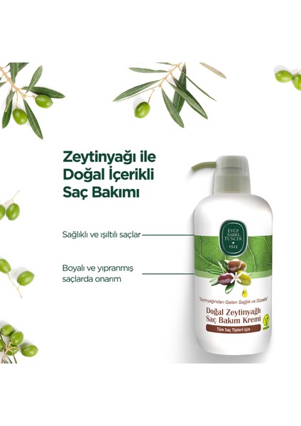 Doğal Zeytinyağı ve E Vitaminli Onarıcı Nemlendirici Saç Kremi 600 ml – Bitkisel Formül, Günlük Kullanım İçin fiyatları