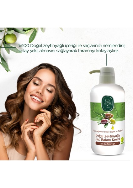 Doğal Zeytinyağı ve E Vitaminli Onarıcı Nemlendirici Saç Kremi 600 ml – Bitkisel Formül, Günlük Kullanım İçin fırsatları