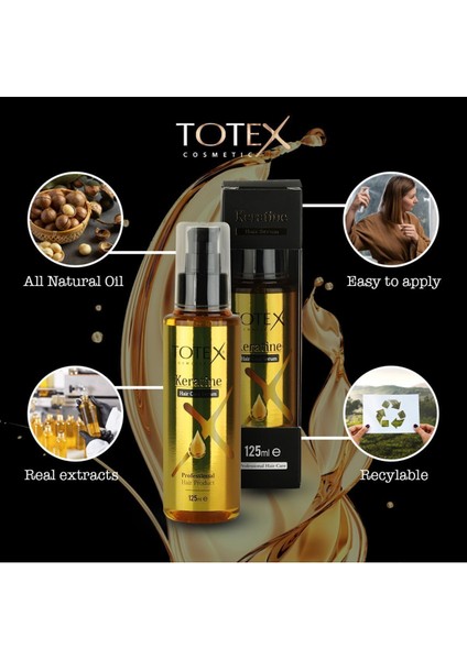 Keratinli Saç Bakım Serumu 125 ml – Parlaklık ve Canlılık Veren, Kırıkları Onaran, Günlük Kullanıma Uygun