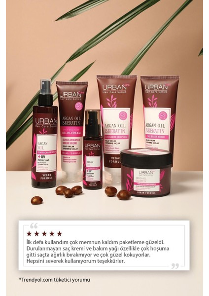 Argan Yağı ve Keratinli Vegan Saç Bakım Seti – Kolay Kırılan ve Yıpranmış Saçlar için Onarıcı Etki