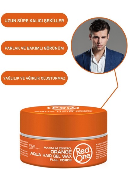 Aqua Wax Turuncu Saç Şekillendirici Jel 150 ml – Su Bazlı, Günlük Kullanıma Uygun, Maksimum Kontrol ve Kalıcı Şekil indirimleri