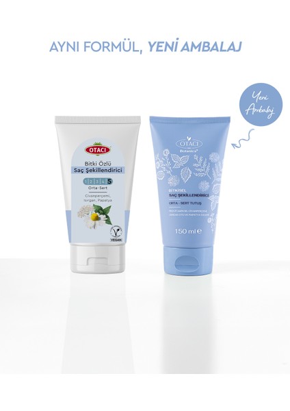 Bitki Özlü Saç Şekillendirici 150 ml – Orta-Sert Tutuş, Tüm Saç Tipleri İçin, Civanperçemi, Isırgan ve Papatya İçerikli