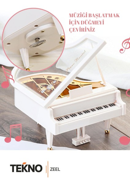 Piyano Şeklinde Balerini Dans Eden Beyaz Müzik Kutusu Doğum Günü Hediyesi modelleri