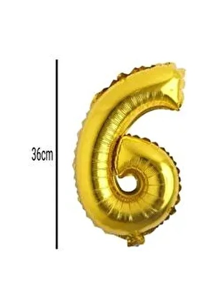 6 Yaş Gold Rakam Folyo Balon 36 cm 16INÇ Küçük Boy Rakam Folyo Balon 36CM Gold Folyo Balon