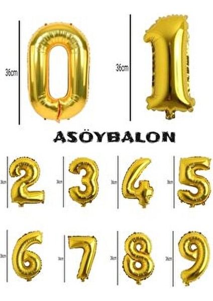 6 Yaş Gold Rakam Folyo Balon 36 cm 16INÇ Küçük Boy Rakam Folyo Balon 36CM Gold Folyo Balon modelleri