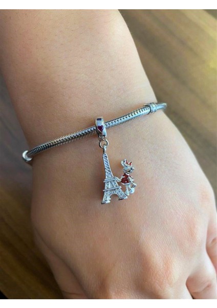 Bayan Minnie Mouse ve Eyfel Kulesi Model Charm
