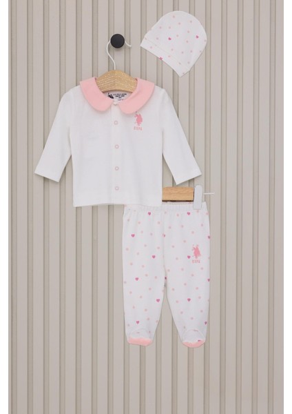 Kız Bebek Patikli 3'lü Takım Krem
