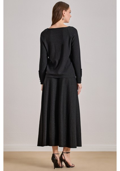 Kayık Yaka Siyah Triko Kazak fiyatları