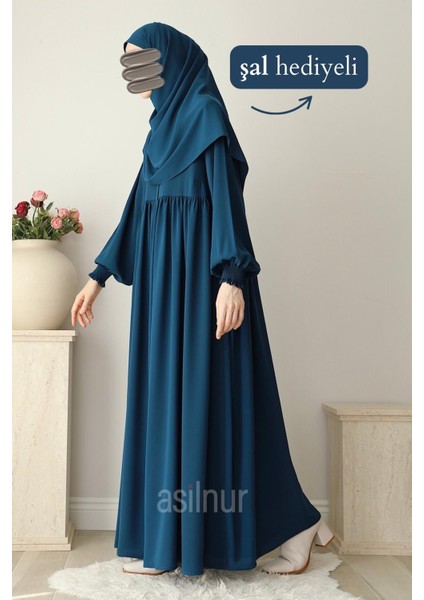 Nisa Ferace Şal Hediyeli Takım Petrol Mavisi modelleri