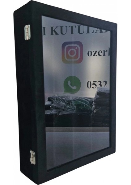 Camlı Kapaklı 8 Bölmeli Gözlük Kutusu,takı Kutusu ve Çantası Siyah Süet indirimleri