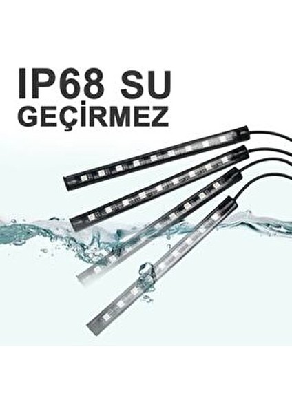 USB Girişli 12 Ledli Araç Içi Ayak Altı Sese Duyarlı Rgb Şerit LED Aydınlatma indirimleri