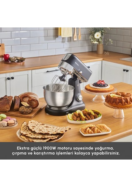 Multicast Plus Döküm Kıyma Çekme/Kurabiye Aparatlı Hamur Yoğurma Makinesi Black 1000w 5l modelleri