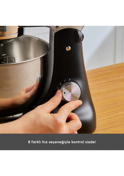 Multicast Plus Döküm Kıyma Çekme/Kurabiye Aparatlı Hamur Yoğurma Makinesi Black 1000w 5l