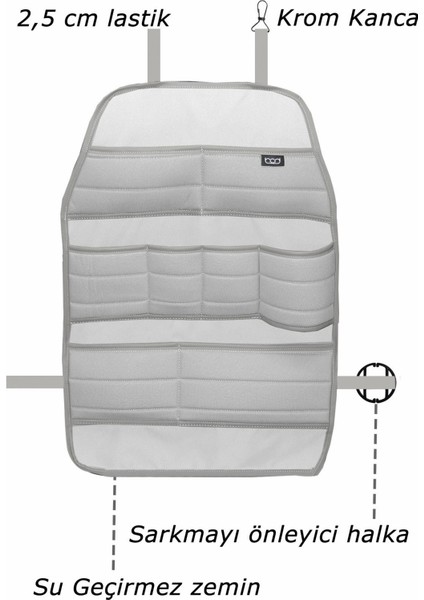 Ecolux Serisi Taytüyü Araba Oto Koltuk Arkası Eşya Düzenleyici Araç Içi Organizer Gri fırsatları