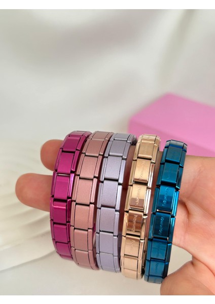 Italyan Bileklik Nomi Bileklik Renkli Metalik Unisex Çelik Bileklik Sevgiliye Hediye Kutulu