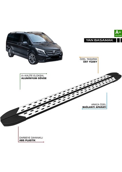 Mercedes Vito W447 Uzun Şase Trimline Gri Yan Basamak 2014 2015 2016 2017 2018 2019 2020 2021 2022 2023 2024 2025 2026