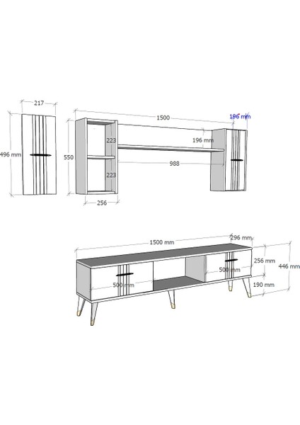 Assel Tv Ünitesi Takımı Antrasit-Gümüş indirimleri