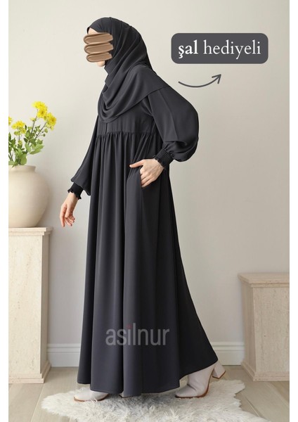 Nisa Ferace Şal Hediyeli Takım Füme modelleri