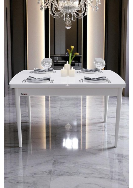Bellante Açılır Yemek Masası – Beyaz, 70 x 114 cm