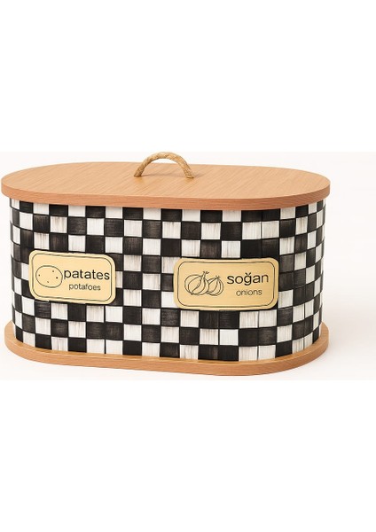 2 Bölmeli Patates Soğanlık - Bambu - Oval Dama Desen fiyatları