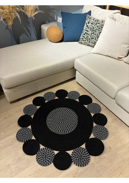 Bej Jüt Hasırlı El Örgüsü Kilim Halı Hasır Yuvarlak fırsatları