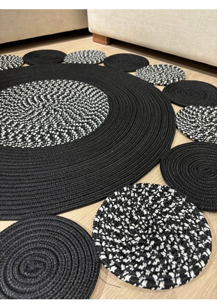 Bej Jüt Hasırlı El Örgüsü Kilim Halı Hasır Yuvarlak indirimleri