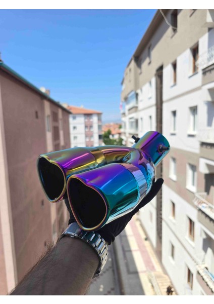Egzoz Başlığı Kalpli Çift Çıkış Nikelajı Paslanmaz fırsatları