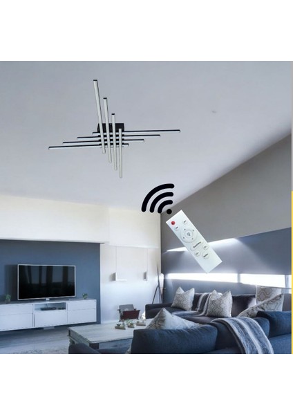 Beyaz Gövde, Kumandalı ve 3 Renk Işık, 8 Kollu Plafonyer LED Avize fiyatları