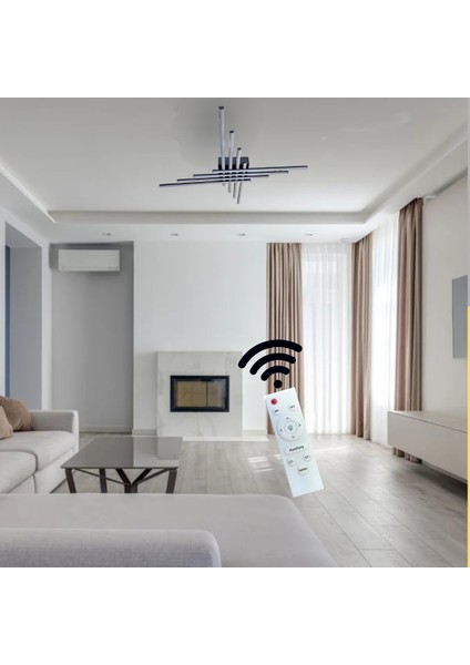 Beyaz Gövde, Kumandalı ve 3 Renk Işık, 8 Kollu Plafonyer LED Avize modelleri