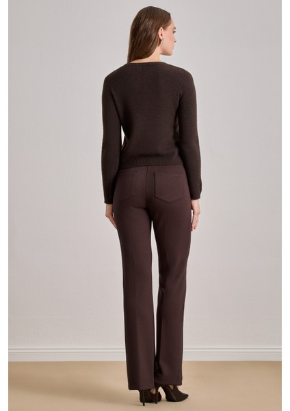 Yuvarlak Yaka Kahverengi Triko Kazak fiyatları