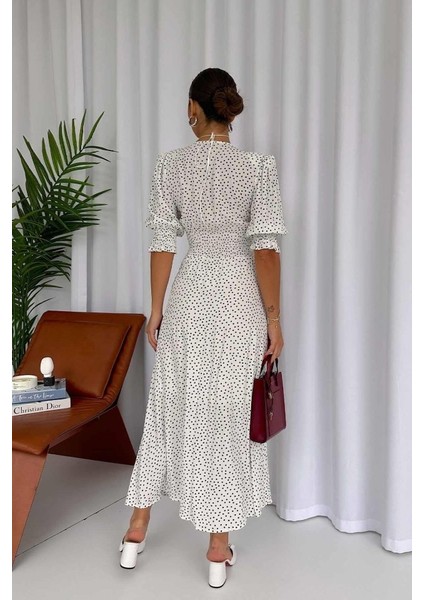 Beyaz Arka ve Bel Ucu Gipeli Elbise L-Beyaz modelleri