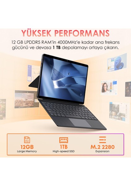 HI10 Max 3K İntel N150CPU 1TB Depolama 12GB Ram WIN11PRO 2 In1 13'' Tablet Pc+Klavye+Kalem+Türkçe Klavye Sticker fiyatları