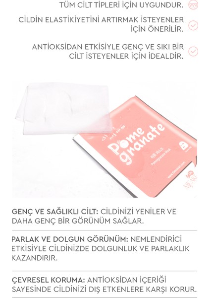 Nar Özlü Kağıt Yüz Maskesi 10'lu – Tüm Cilt Tipleri İçin Yoğun Nemlendirici ve Besleyici Bakım indirimleri