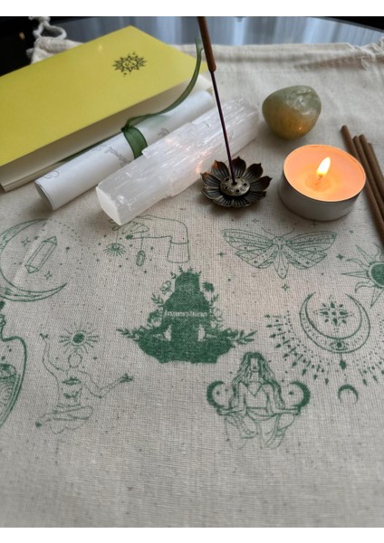 Şifa & Iyileşme Ritüel Seti | Akuamarin & Selenit Taşı, Adaçayı Tütsü, Meditasyon Koleksiyon Çantası