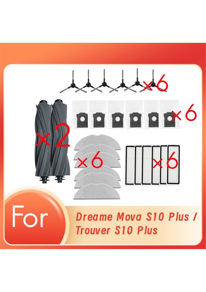 Dreame Mova S10 Için 26 Pcs Plus / Troiver S10 Plus Supping Robot Temizlik Parçaları Değiştirme Ana Yan Fırça Paspas Filtresi (Yurt Dışından)