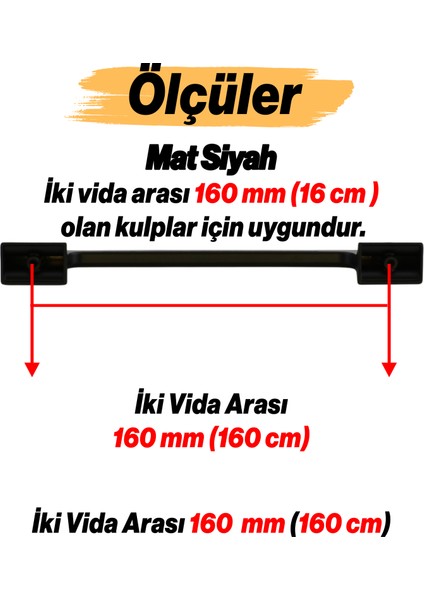 Mobilya Çekmece Mutfak Dolabı Dolap Kapak Kulplar Kulb Kulpu Metal Mat Siyah Kulp 160 mm 16 cm fiyatları