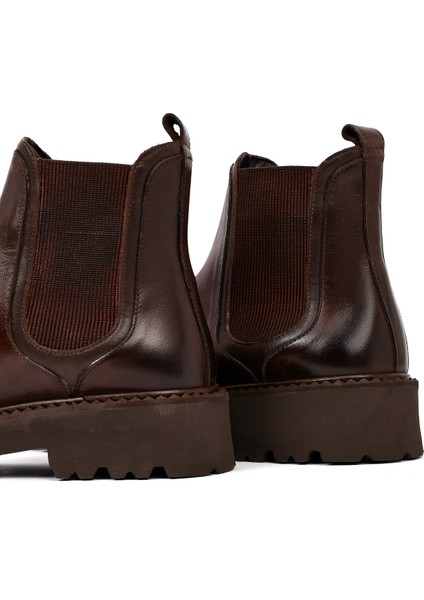 Erkek Kahverengi Kalın Tabanlı Deri Chelsea Bot 25WFD828018