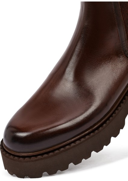 Erkek Kahverengi Kalın Tabanlı Deri Chelsea Bot 25WFD828018