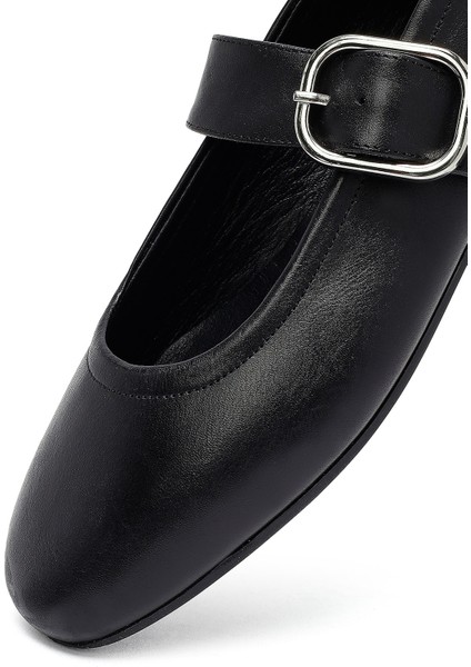 Kadın Siyah Tokalı Deri Babet 25AFD270218