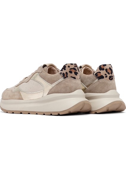 Kadın Bej Bağcıklı Kalın Tabanlı Deri Sneaker 25AFD221014 indirimleri