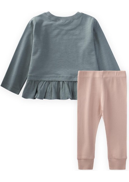 Tavşan Baskılı Eteği Fırfırlı Taytlı Takım 1-6 Yaş Çağla Yeşil fiyatları