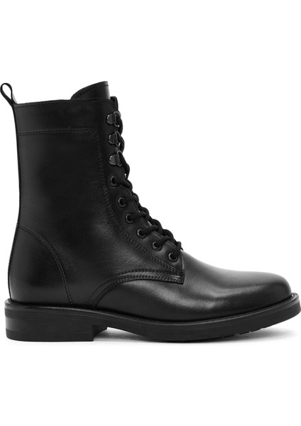 Kadın Siyah Fermuarlı Deri Postal Bot 25WFD510318